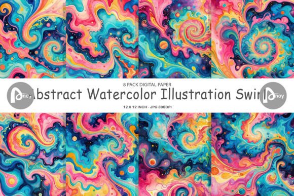 Download Digital Paper Abstract Watercolor Swirl - Color Collection