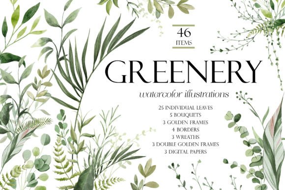 Download Greenery Watercolor Clipart - Color Collection