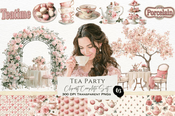 Download Tea Party Watercolor Clipart Set - Color Collection