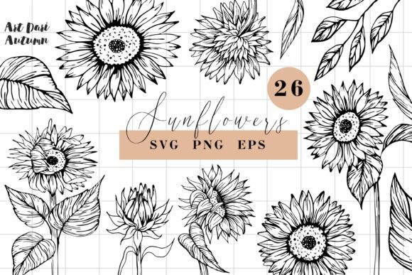 Download Sunflower SVG Line Art Illustrations - Illustration Collection