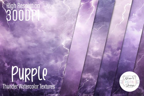 Download Purple Thunder Watercolor Textures - Color Collection