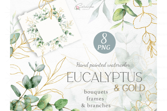 Download Gold Eucalyptus Watercolor Clipart - Color Collection