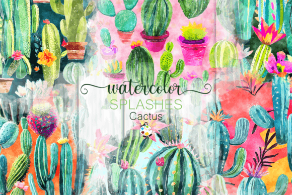 Download Cactus Splashes - Watercolor Textures - Color Collection