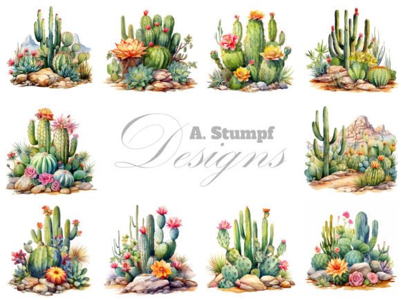 Download Cactus Watercolor Plants Clipart Bundle - Color Collection