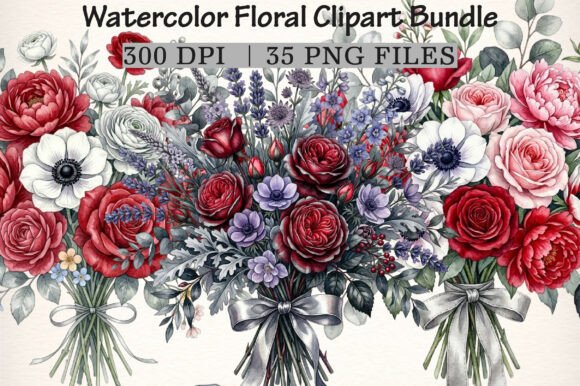 Download Watercolor Floral Clipart Bundle - Color Collection