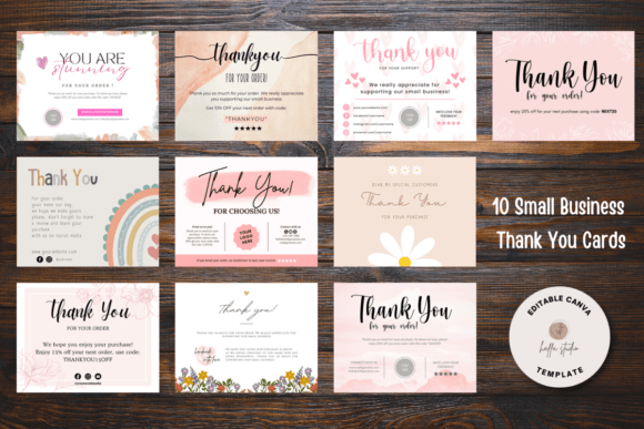 Download 10 Small Business Thank You Cards Bundle - Business Collection