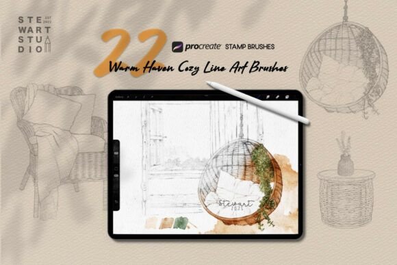 Download Warm Haven Cozy Line Art Brushes - Warm Collection