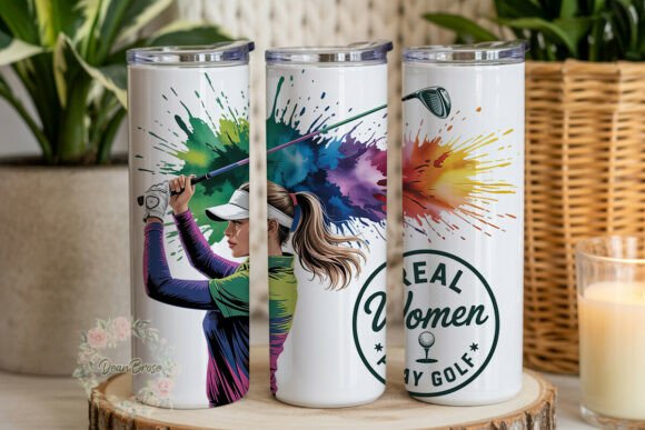 Download Dynamic Golf Woman Watercolor Tumbler - Color Collection