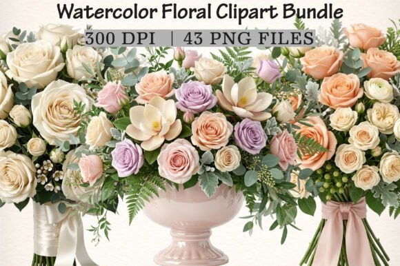 Download Watercolor Floral Clipart Bundle - Color Collection