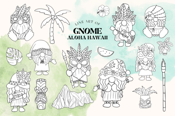 Download Hawaiian Gnome Line Art Illustrations - Illustration Collection