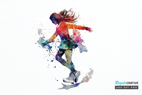 Download Watercolor Woman Figure Skating Clipart - Color Collection