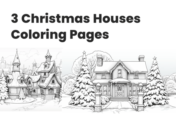 Download Line-Art Illustrations Christmas Houses - Illustration Collection