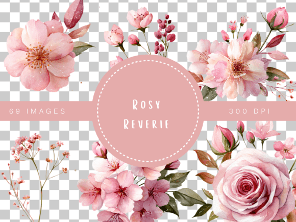 Download Rosy Reverie Watercolor Floral Clipart C - Color Collection