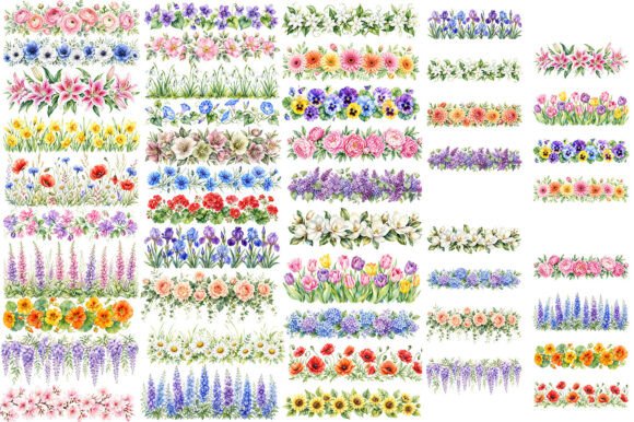 Download Watercolor Floral Border Sublimation PNG - Color Collection