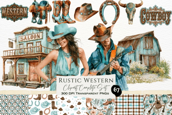Download Rustic Western Watercolor Clipart Set - Color Collection