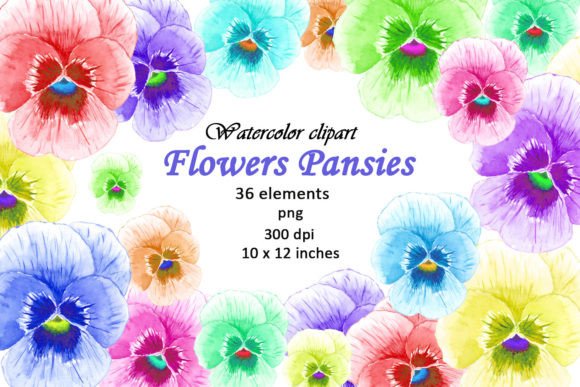 Download Watercolor Flowers Clipart Pansies PNG - Color Collection