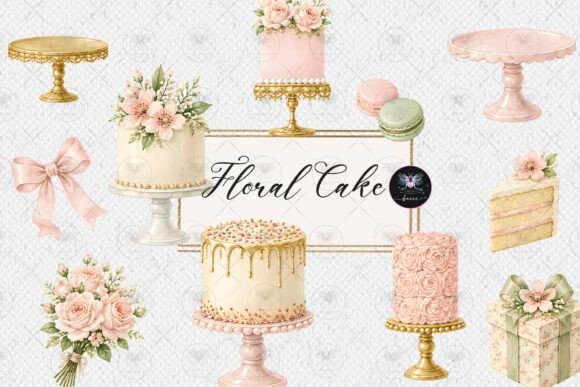 Download Elegant Floral Cake Watercolor Clipart - Color Collection