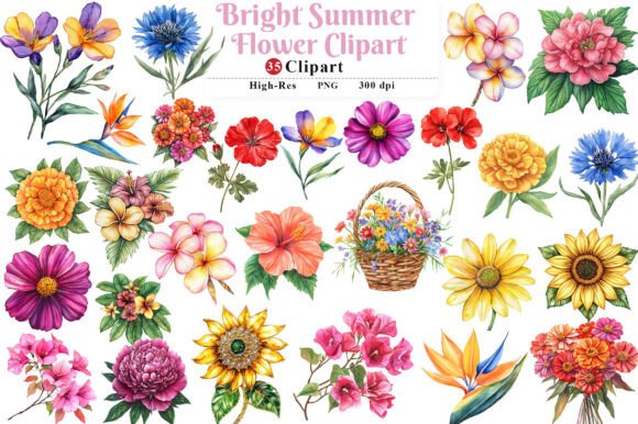 Download Bright Summer Flower Clipart - Summer flower Collection