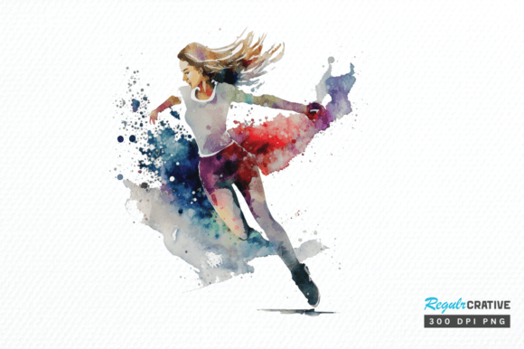 Download Watercolor Woman Figure Skating Clipart - Color Collection