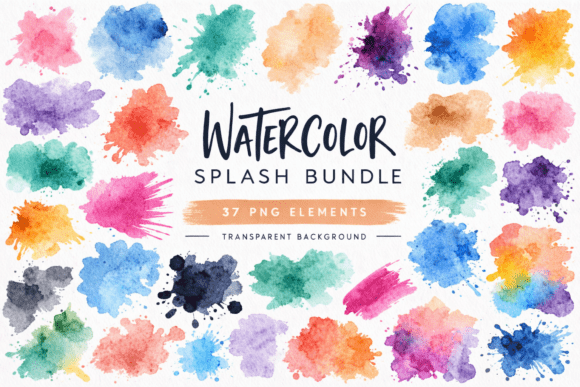 Download 37 Colorful Watercolor Splash Bundle - Color Collection