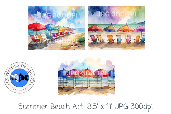 Download Summer Beach Watercolor Digital Prints - Color Collection