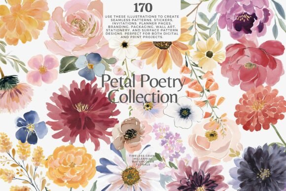 Download Romantic Watercolor Floral Clipart Bundl - Color Collection