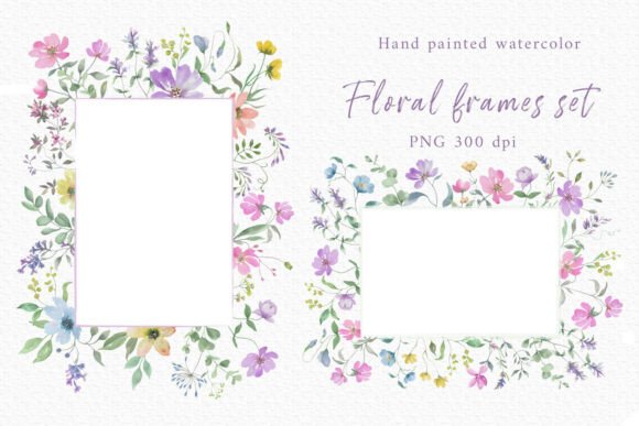 Download Watercolor Floral Frame Set - Color Collection