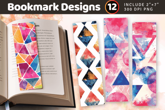 Download Watercolor Geometric Shapes PNG Bookmark - Color Collection
