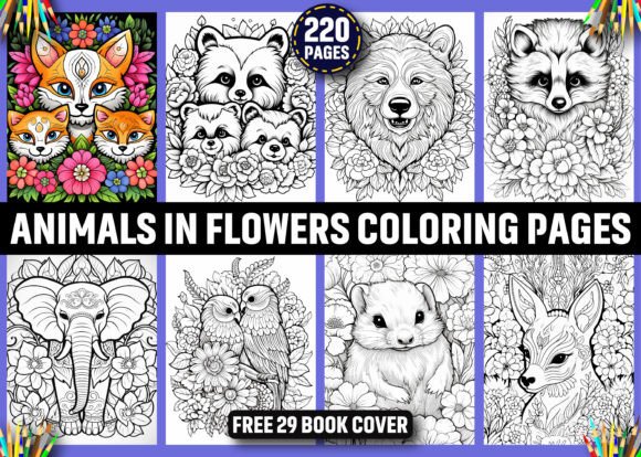 Download 220 Animals in Flowers Coloring Pages - Color Collection