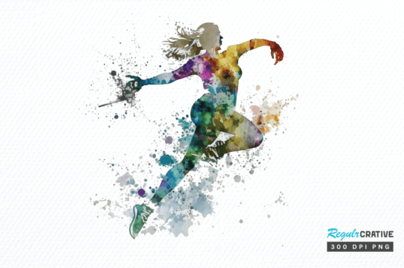Download Watercolor Woman Figure Skating Clipart - Color Collection