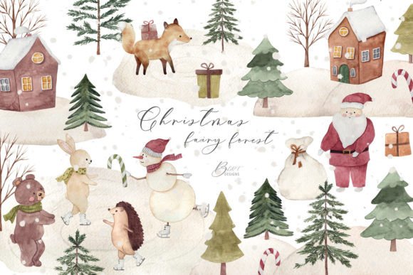 Download Christmas Fairy Forest Watercolor - Color Collection