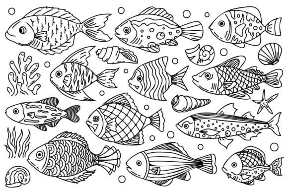Download Fish Line Art Illustrations - Illustration Collection