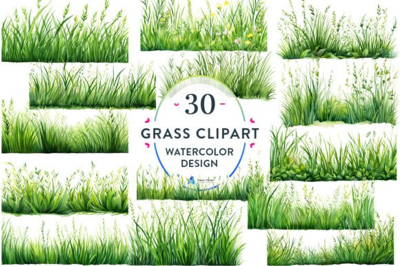 Download Watercolor Grass Borders Clipart - Color Collection