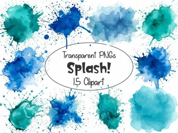 Download Watercolor Paint Splash - Blue Turquoise - Color Collection