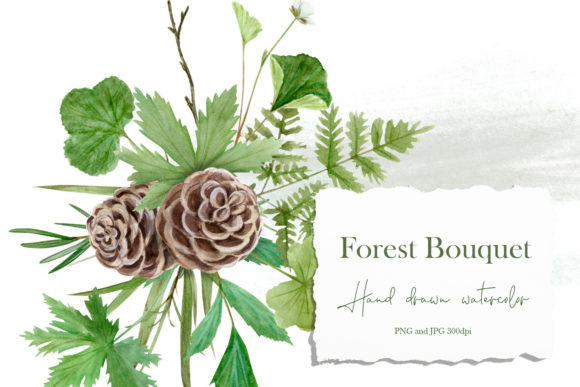 Download Watercolor Forest Wildflowers Bouquet - Color Collection
