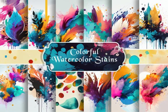 Download Colorful Watercolor Stains Backgrounds - Color Collection