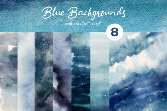 Download Blue Backgrounds Watercolor Textures Set - Color Collection