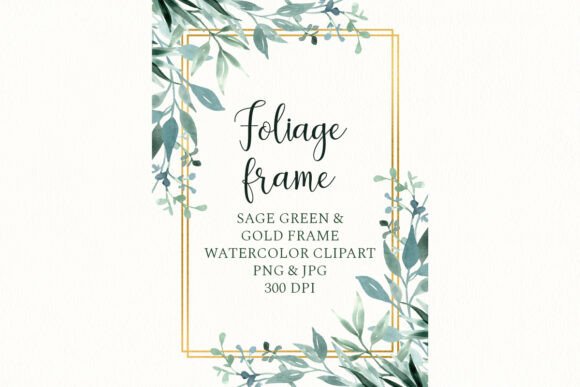 Download Greenery Frame Gold Border Watercolor - Color Collection