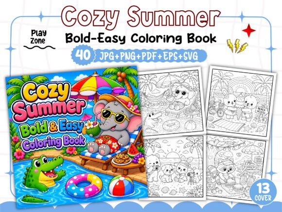 Download Bold and Easy Cozy Summer Coloring Book - Color Collection