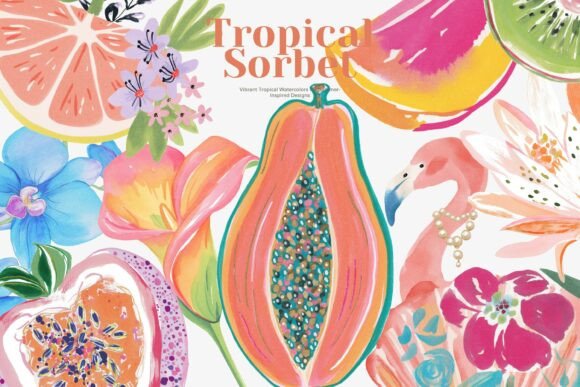 Download Tropical Watercolor Clipart Bundle - Color Collection
