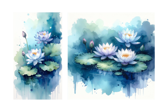 Download Lotus Pond Watercolor Background Art - Color Collection