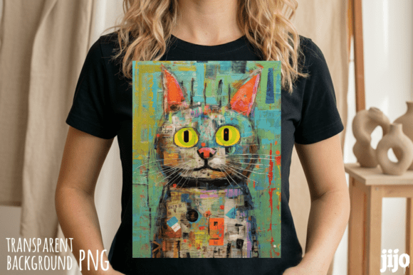 Download Cat Abstract Colorful Art PNG - Color Collection