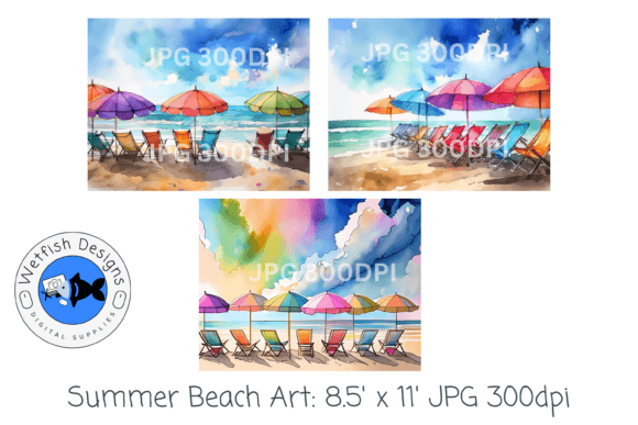Download Summer Beach Watercolor Digital Prints 2 - Color Collection
