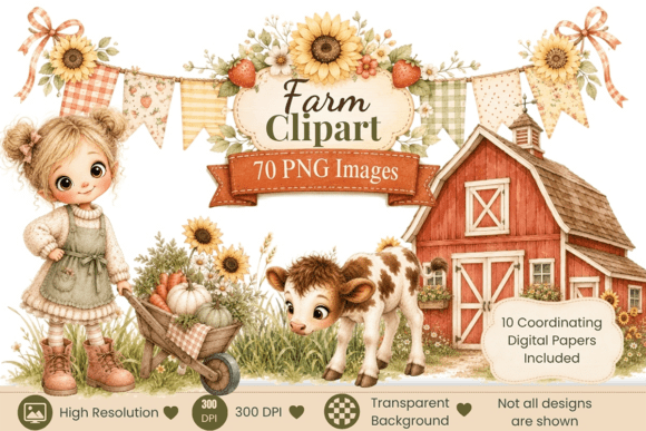 Download Watercolor Farm Clipart Bundle - Color Collection