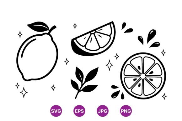 Download Lemon Citrus Line Art Illustrations - Illustration Collection