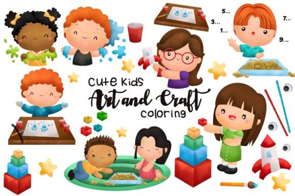 Download Cute Kids Art Craft Clipart Watercolor - Color Collection