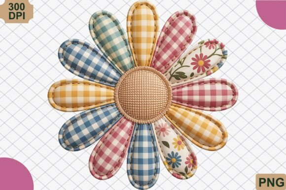 Download Patchwork Daisy Summer Flower PNG - Summer flower Collection