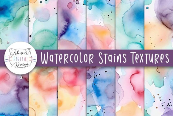Download Watercolor Stains Textures - Color Collection