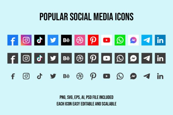 Download Popular Social Media Icons Set - Pop Collection