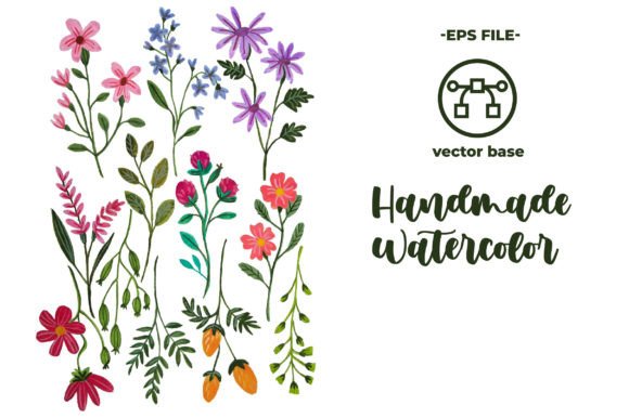 Download Watercolor Flower Elements - Color Collection
